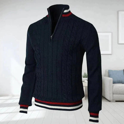 Herren Strickpullover Hochgeschlossen Zopfmuster
