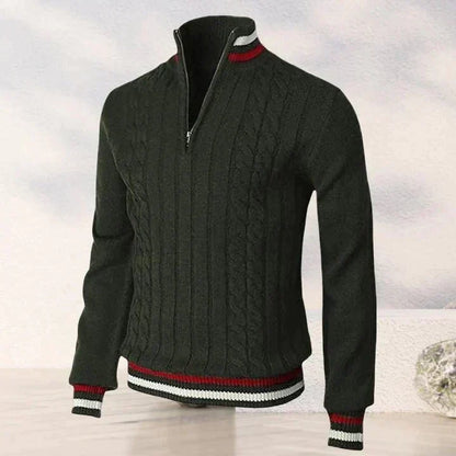 Herren Strickpullover Hochgeschlossen Zopfmuster