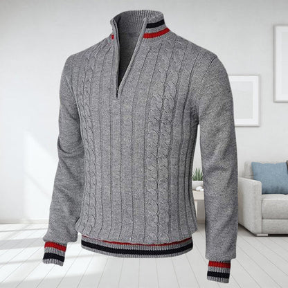 Herren Strickpullover Hochgeschlossen Zopfmuster