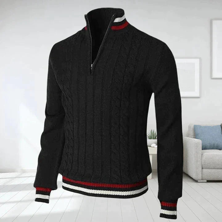 Herren Strickpullover Hochgeschlossen Zopfmuster