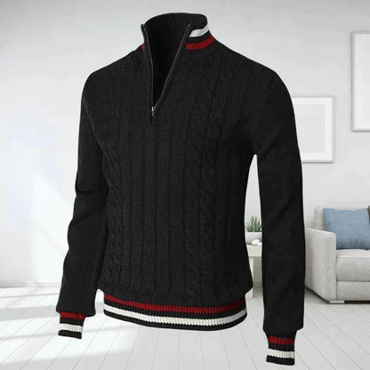 Herren Strickpullover Hochgeschlossen Zopfmuster