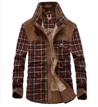 Herren Winterjacke Flanell Stehkragen Wärme