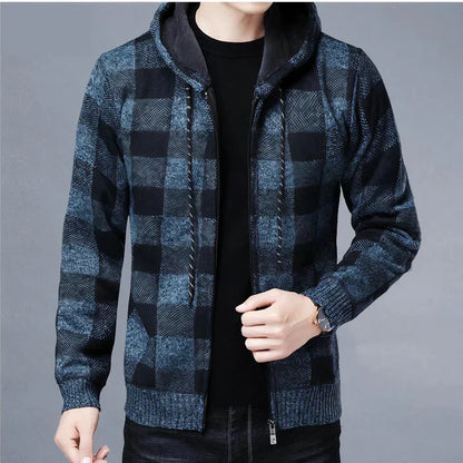 Herren-Jacke Kariert Kapuzenjacke Modern
