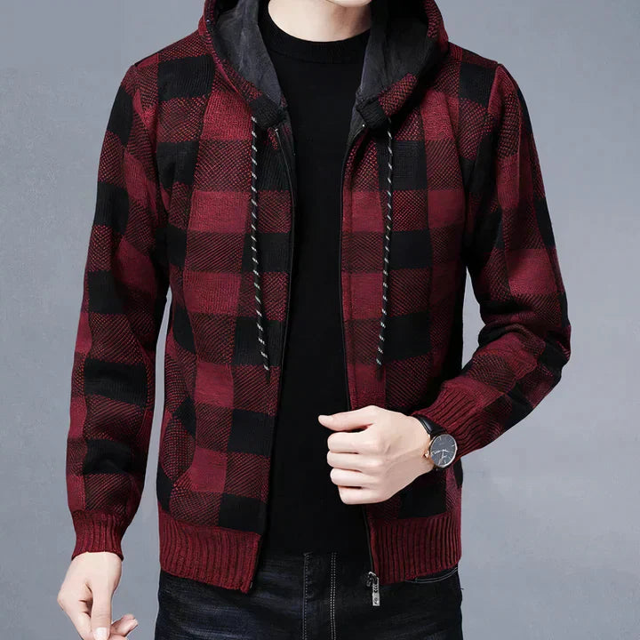 Herren-Jacke Kariert Kapuzenjacke Modern