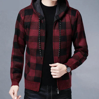 Herren-Jacke Kariert Kapuzenjacke Modern