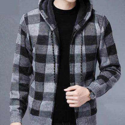 Herren-Jacke Kariert Kapuzenjacke Modern - IdealeKleiden