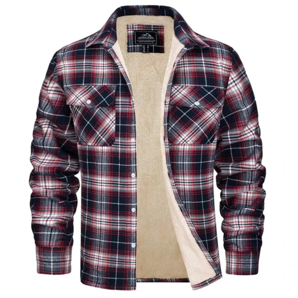 Herren Sherpa Jacke Karo Muster Warm