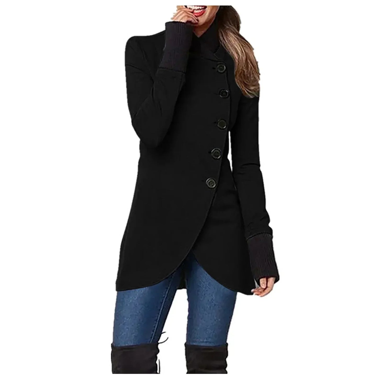 Stylische Damenjacke Mit Knöpfen Modern