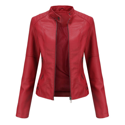 Stylische Lederjacke Frauen Biker Style