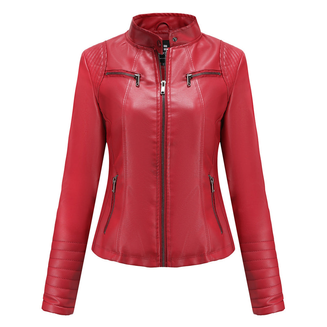 Herbstliche Lederjacke Damen Trendy Design
