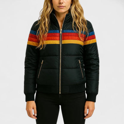 Stylisher Puffermantel Farbenfroh Kapuze