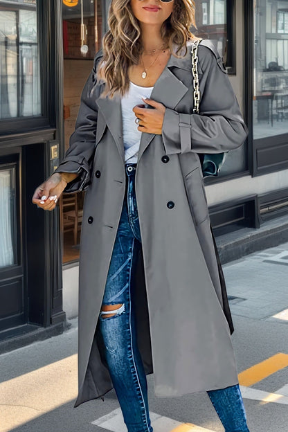 Damen Trenchcoat Klassisch Doppelt-Knöpft