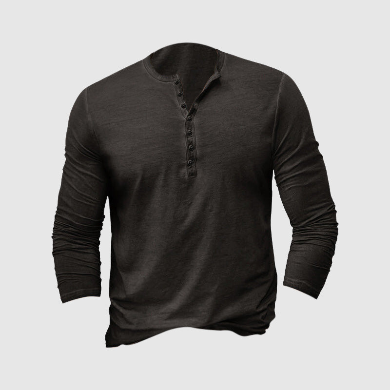 Slim Fit Henley Shirts Weich Lange Ärmel