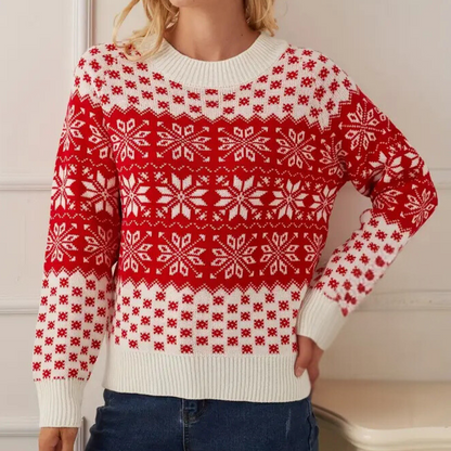 Weihnachtspullover Damen Schneeflocken Muster