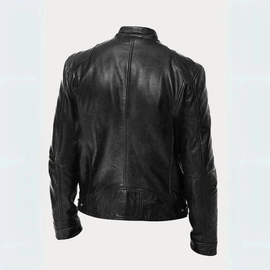 Leder-Motorradjacke Stilvoll Schwarz - IdealeKleiden