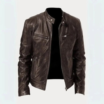 Leder-Motorradjacke Stilvoll Schwarz