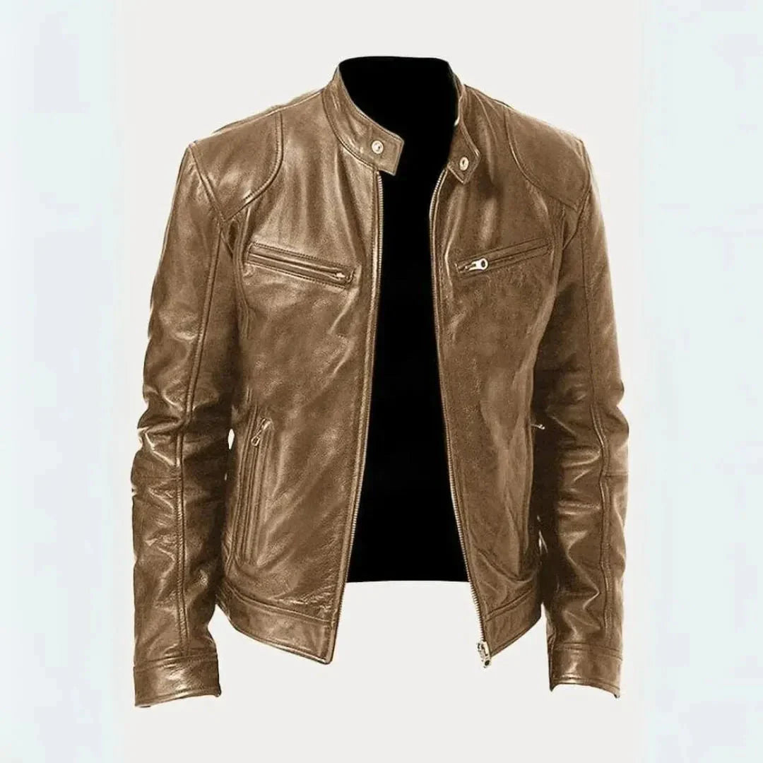 Leder-Motorradjacke Stilvoll Schwarz