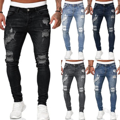 Schmale Stretch Jeans Herren Riss Effekt - IdealeKleiden