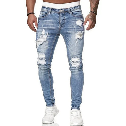 Schmale Stretch Jeans Herren Riss Effekt