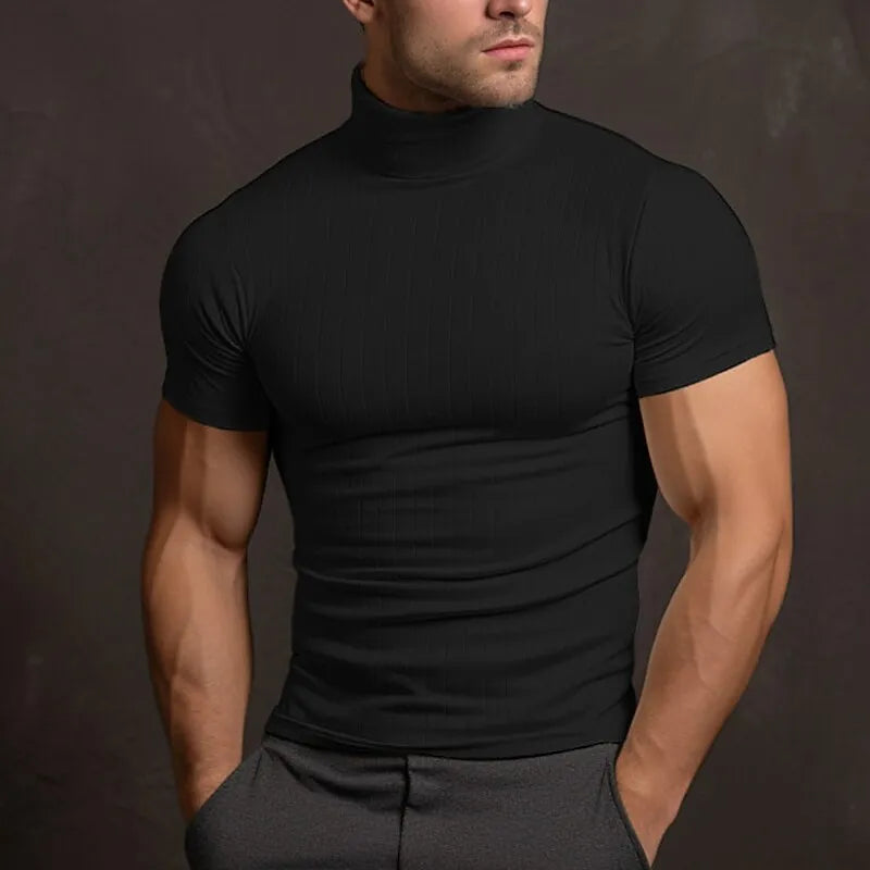 Slim Fit Herren T-Shirt Rollkragen - IdealeKleiden