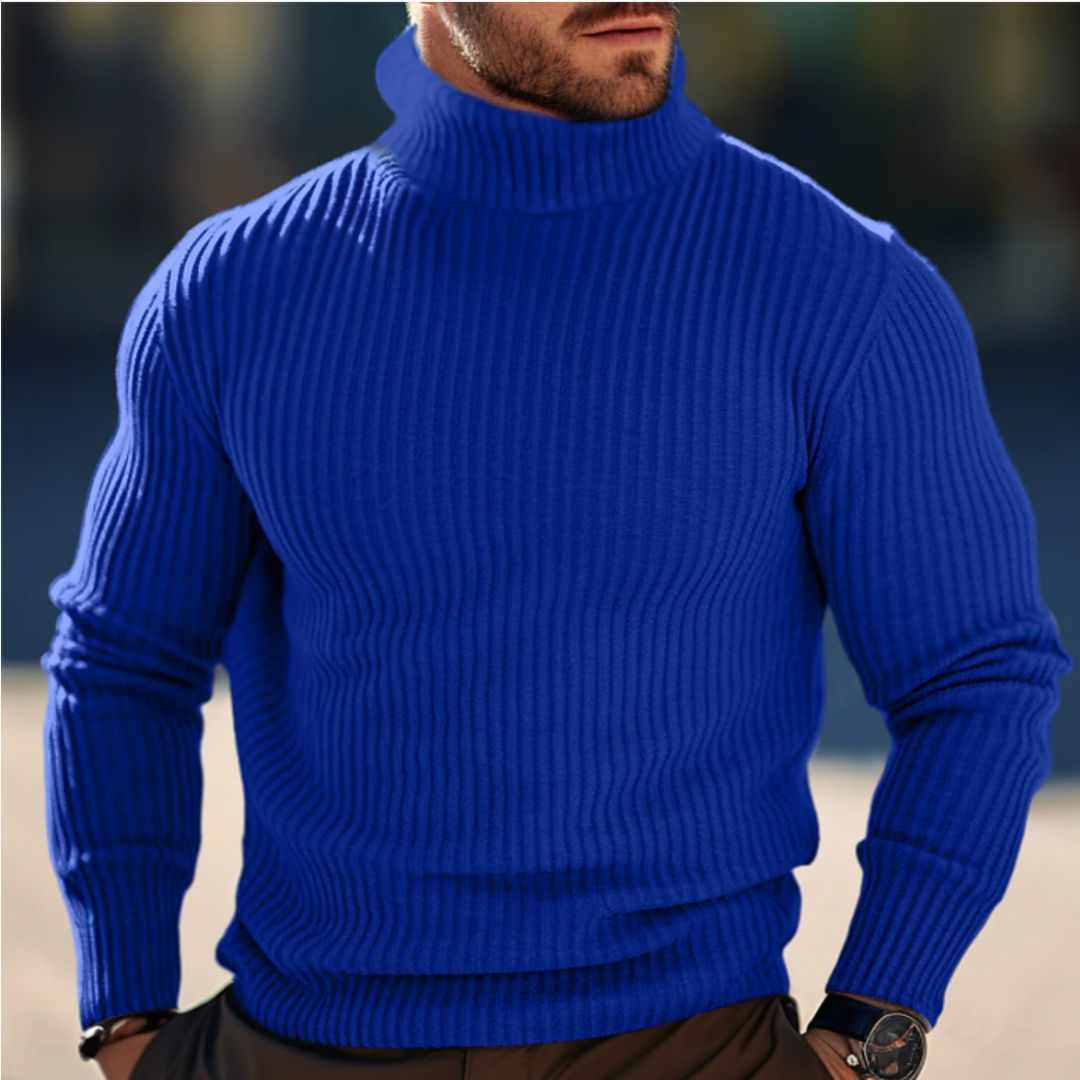 Herren Rollkragenpullover Langarm Strick