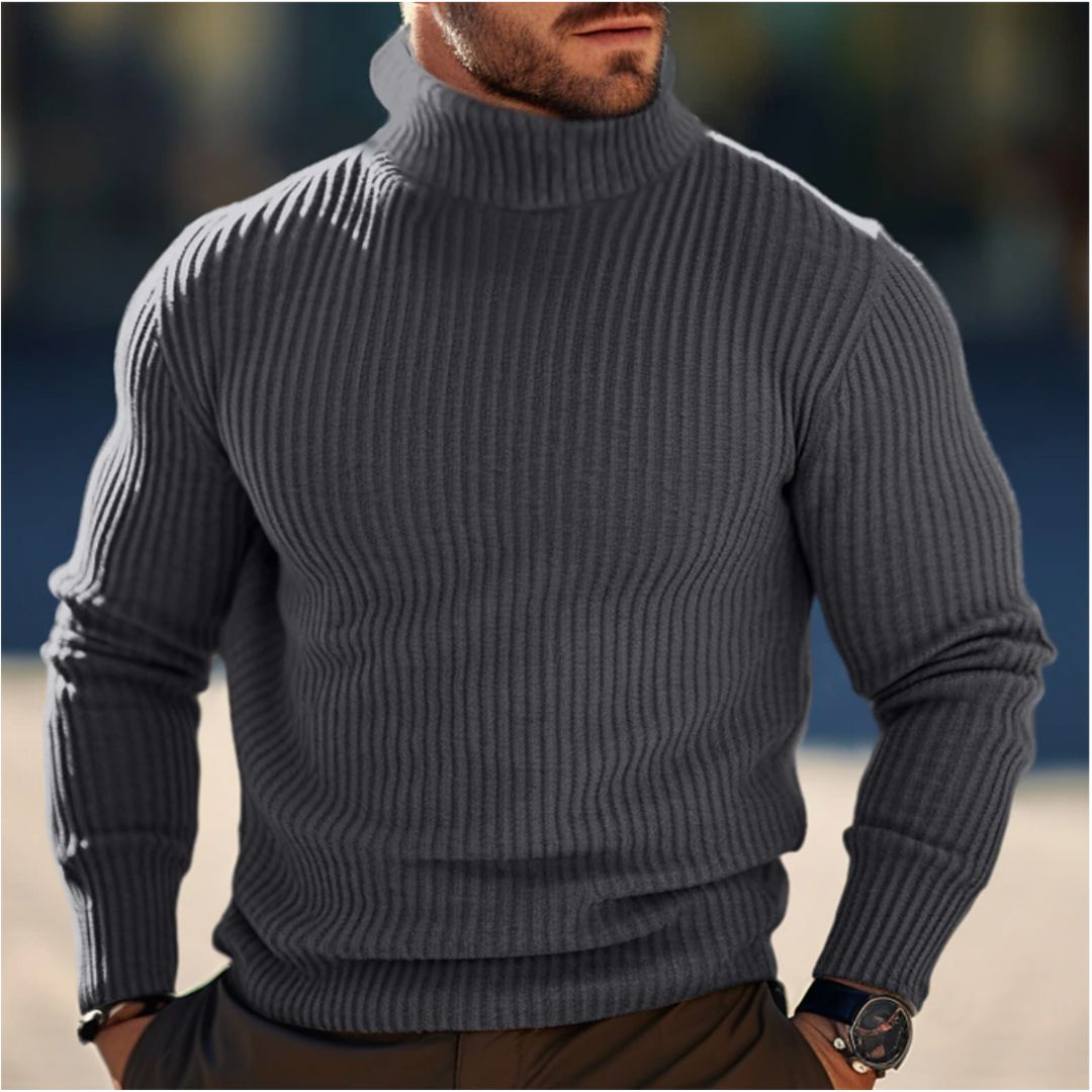 Herren Rollkragenpullover Langarm Strick
