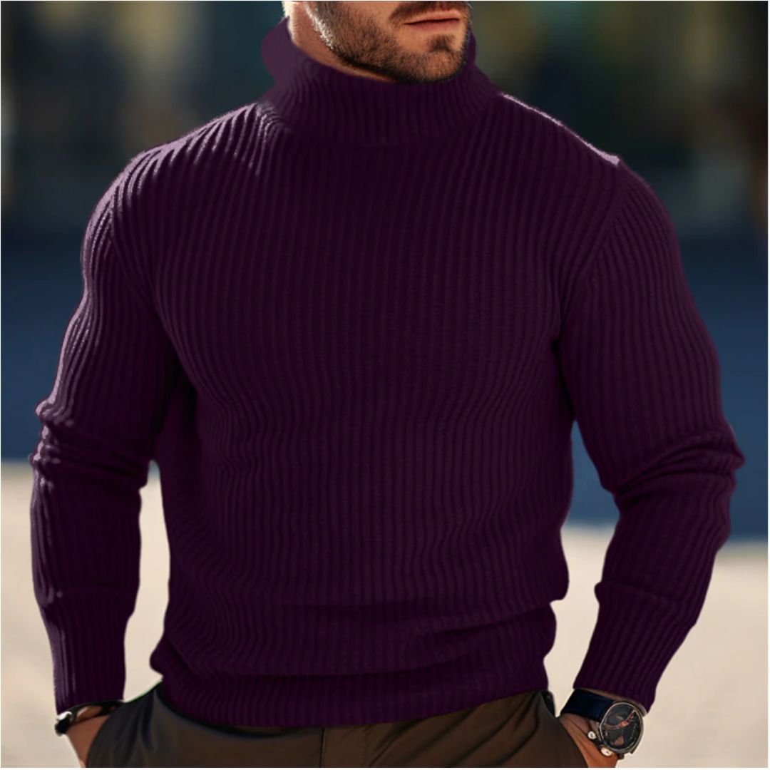 Herren Rollkragenpullover Langarm Strick - IdealeKleiden