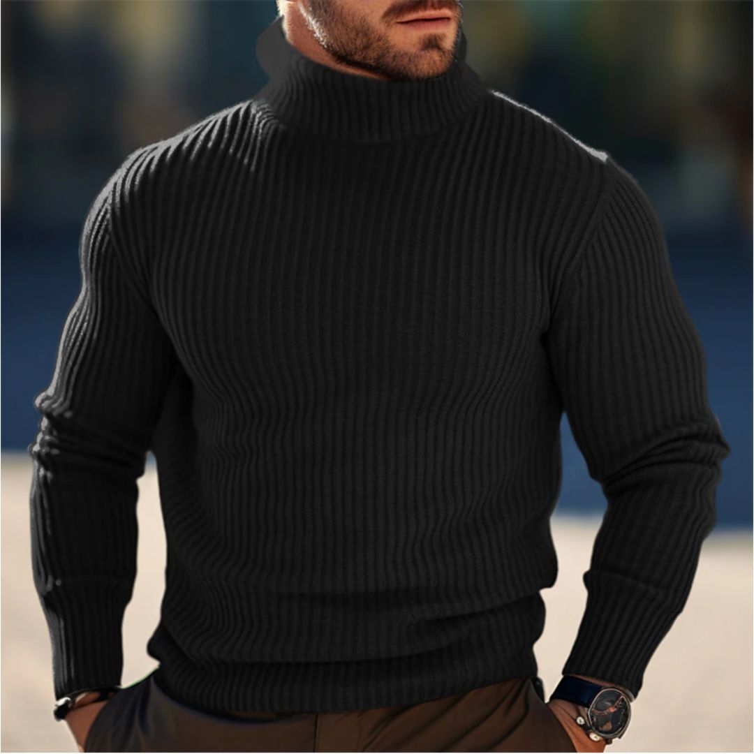 Herren Rollkragenpullover Langarm Strick