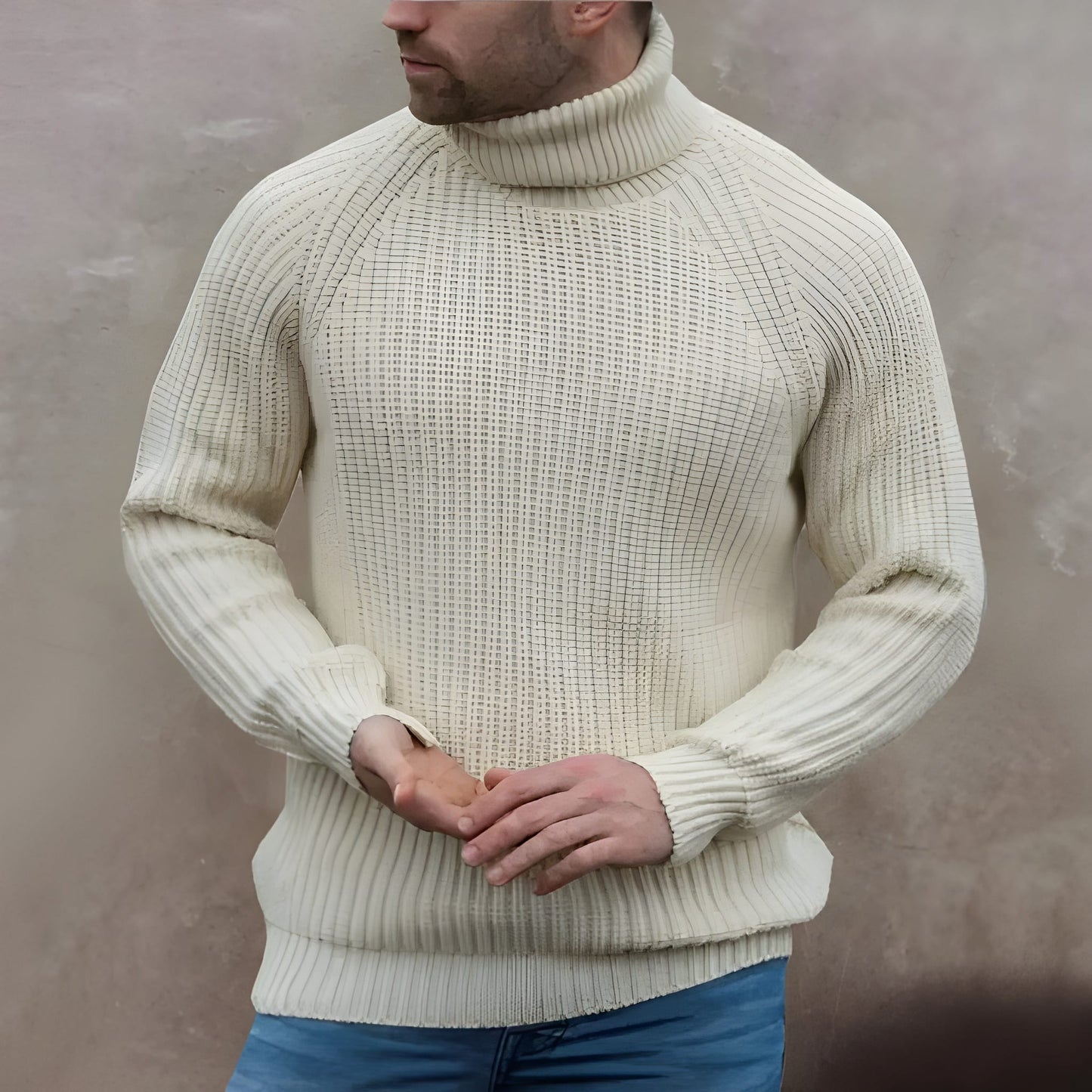 Herren Rollkragenpullover Warm Rippstrick - IdealeKleiden