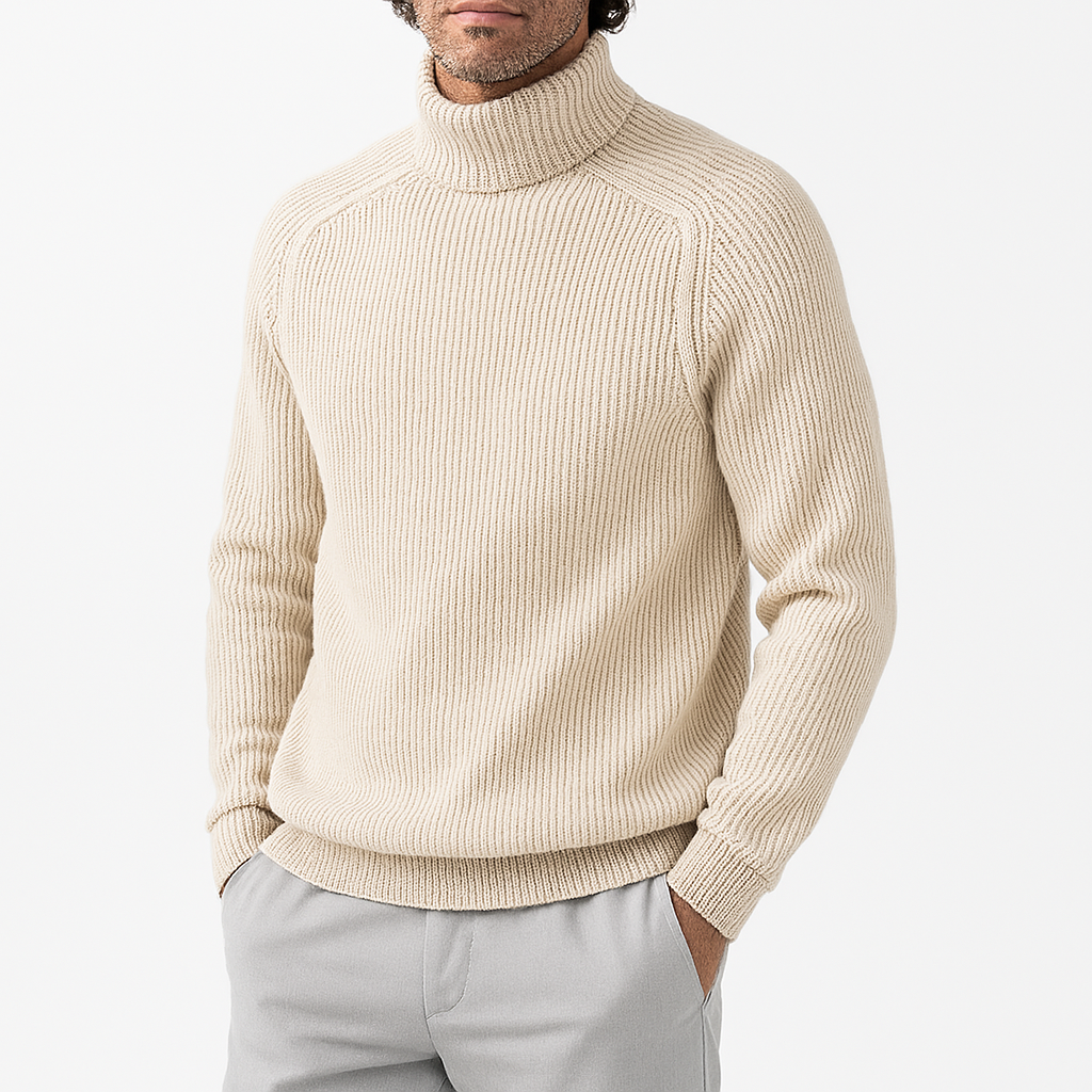 Herren Rollkragenpullover Modern Rippenstrick