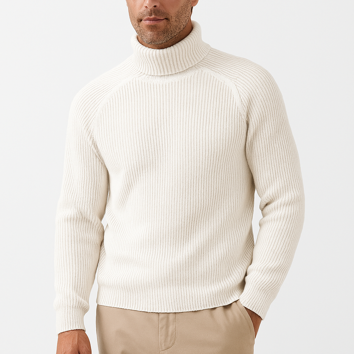 Herren Rollkragenpullover Modern Rippenstrick - IdealeKleiden