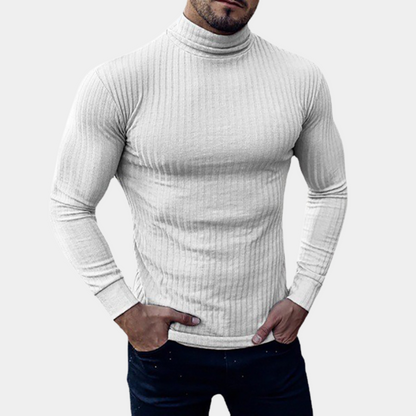 Slim Fit Rollkragenpullover Langarm Männer