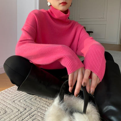 Weicher Rollkragenpullover Lockere Fit Lange Ärmel