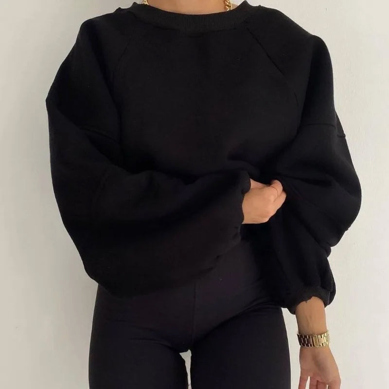 Bequemes Sweatshirt Oversize Weich Baumwolle Langarm