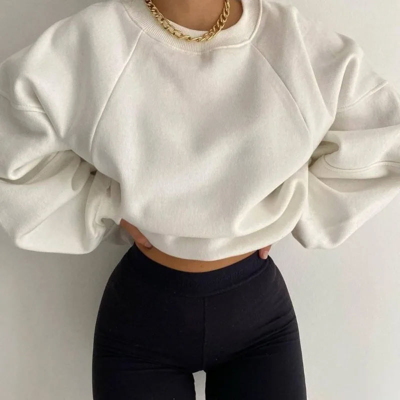 Bequemer Rundhals Pullover Locker Geschnitten