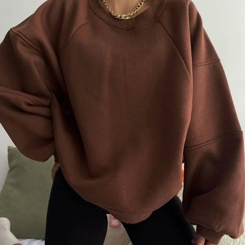 Bequemer Rundhals Pullover Locker Geschnitten