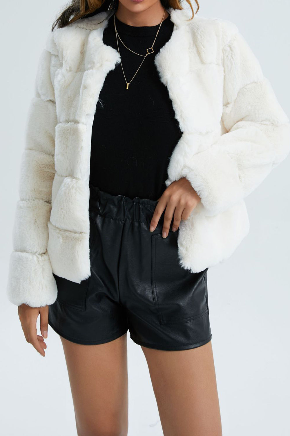 Damen Kurzjacke Kunstpelz Weich & Chic