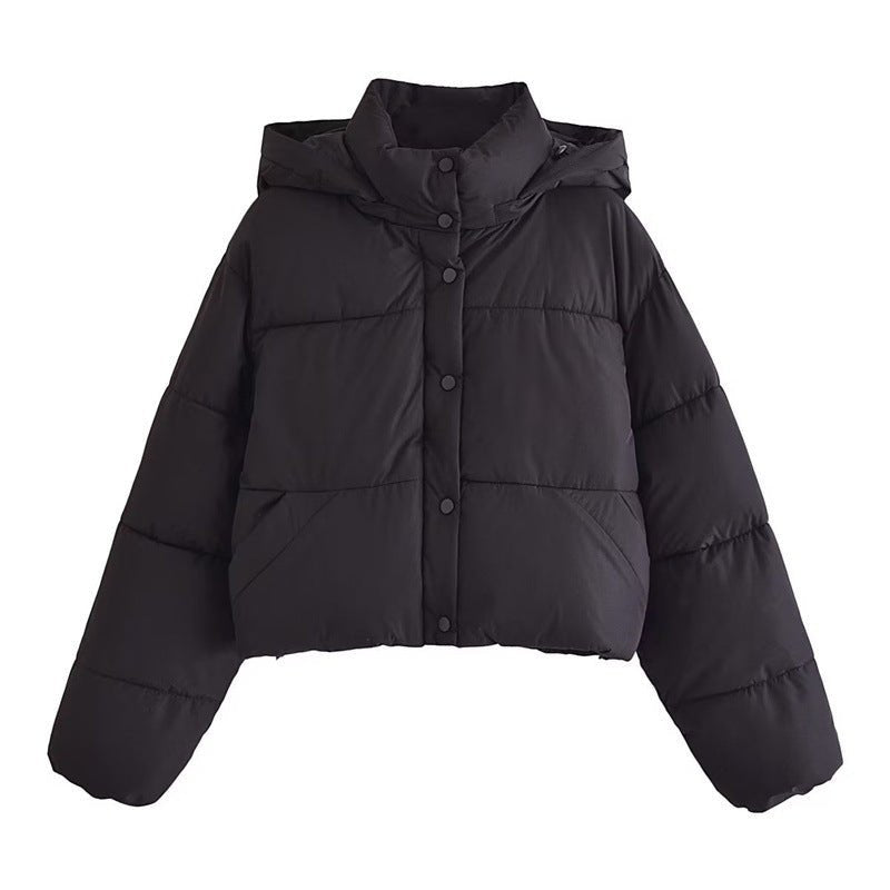 Damen Pufferjacke Kurz Kapuze Warm Winter