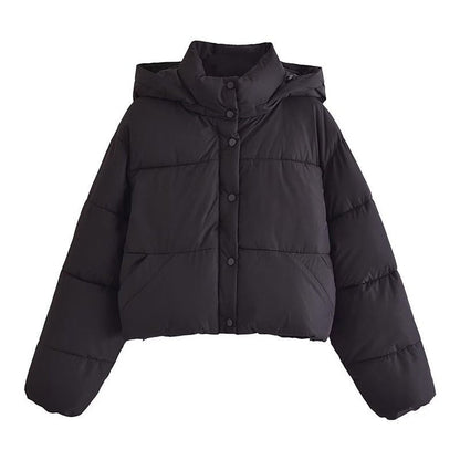 Damen Pufferjacke Kurz Kapuze Warm Winter