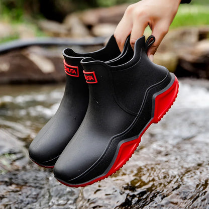Damen Gummistiefel Knöchelhoch Wasserdicht Rutschfest