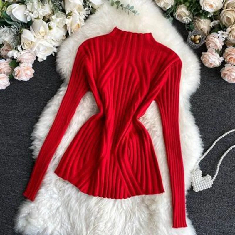 Damen Strickpullover Rollkragen Langärmlig Elegannt