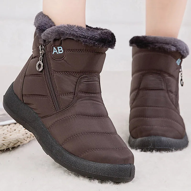 Warme Schneestiefel Knöchelhöhe Wasserfest Plüsch gefüttert - IdealeKleiden