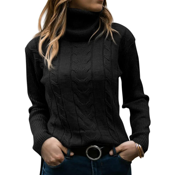 Damen Rollkragenpullover Chic Langarm - IdealeKleiden