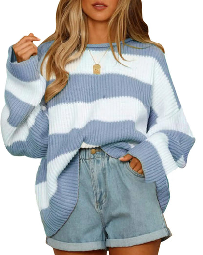 Großer Strickpullover Oversized Streifen Design
