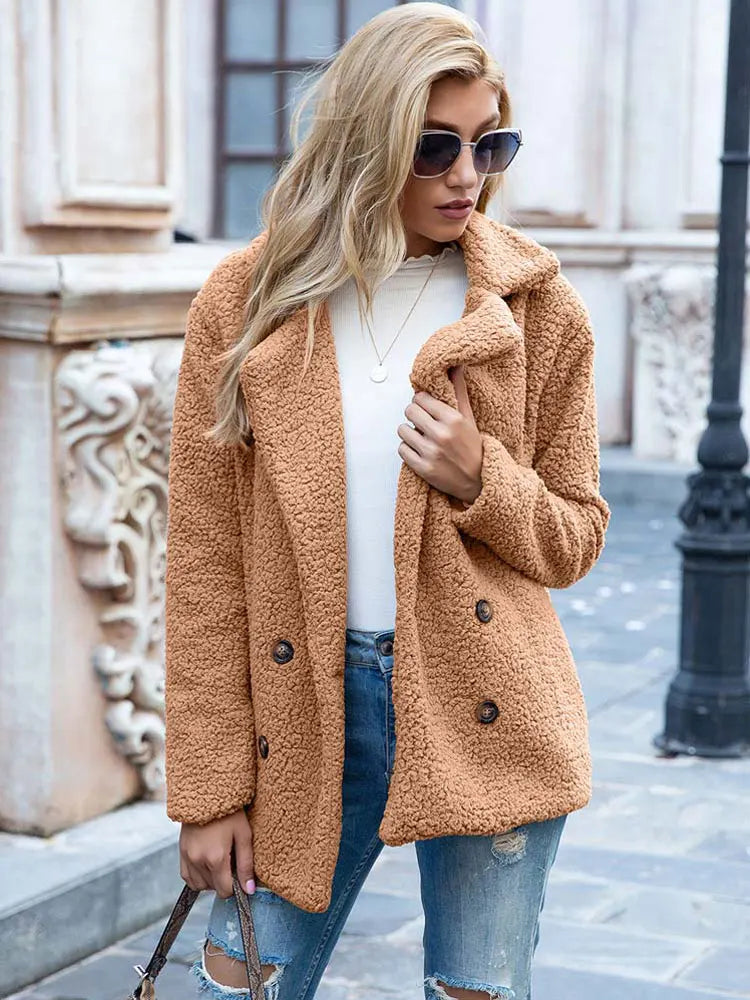 Weiche Damenjacke Teddy Mantel Winter