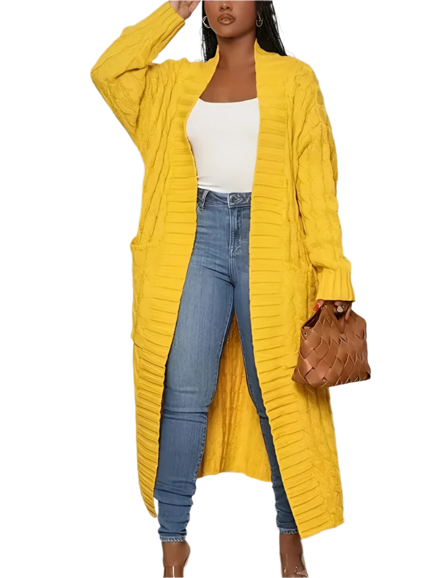 Elegante Damenjacke Lang Gestickt