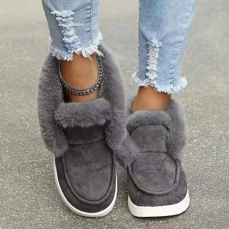 Weiche Velours-Stiefeletten Damen Plüsch Fellfutter