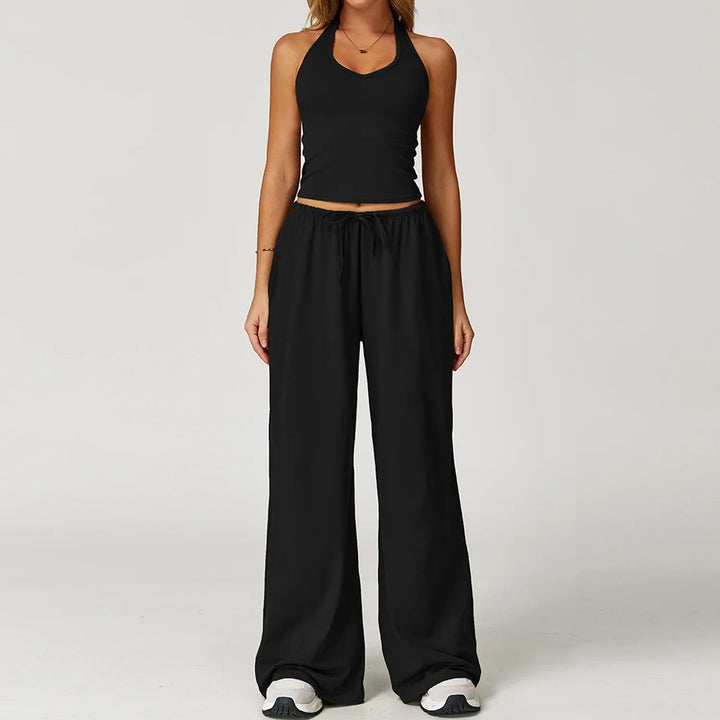 Damen Lounge Set Crop Top Komfort - IdealeKleiden