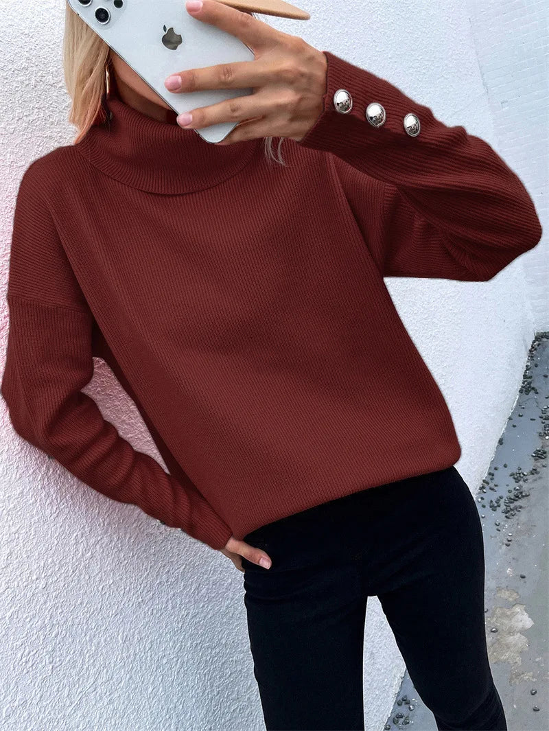 Bequemer Strickpullover Hochgeschlossen