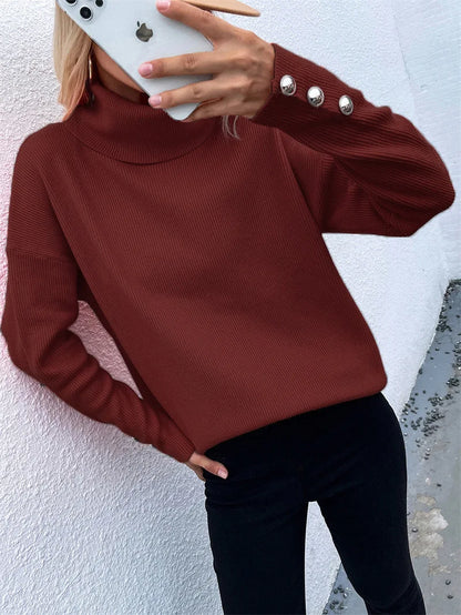 Bequemer Strickpullover Hochgeschlossen